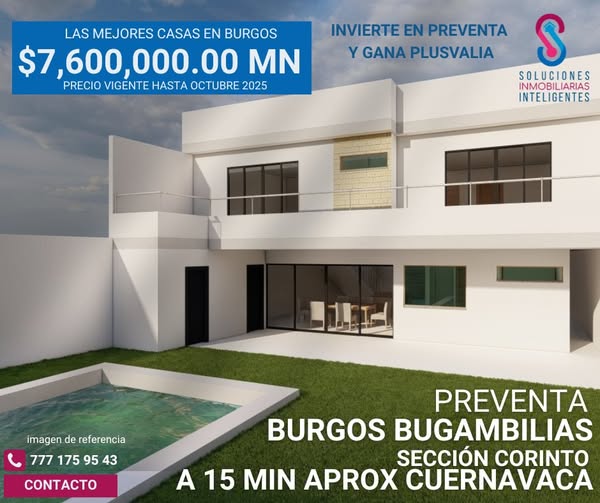 CASA EN PREVENTA EN FRACC. BURGOS BUGAMBILIAS SECCIÓN CORINTIO MORELOS